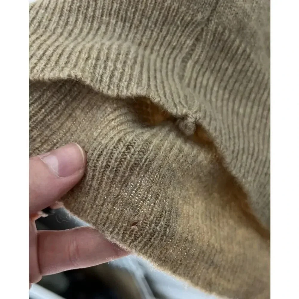 Vintage Puritan 100% Two Ply Lambswool Tan V-Neck Sweater Size XL Men’s